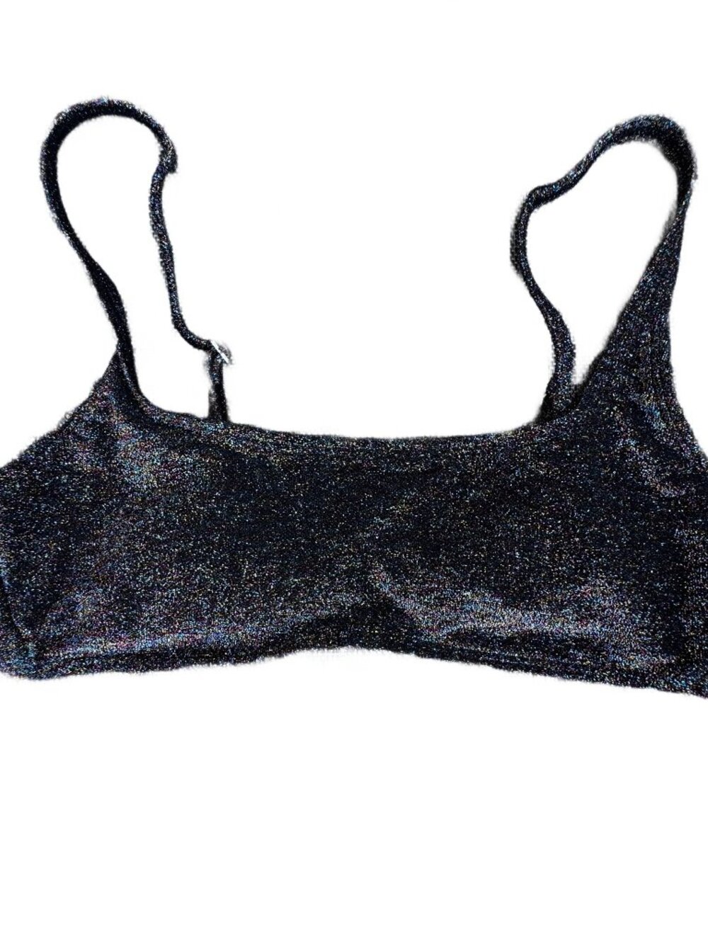 Xhilaration Bikini Swim Bralette Top Large Black Multi Sparkle Removable Pads